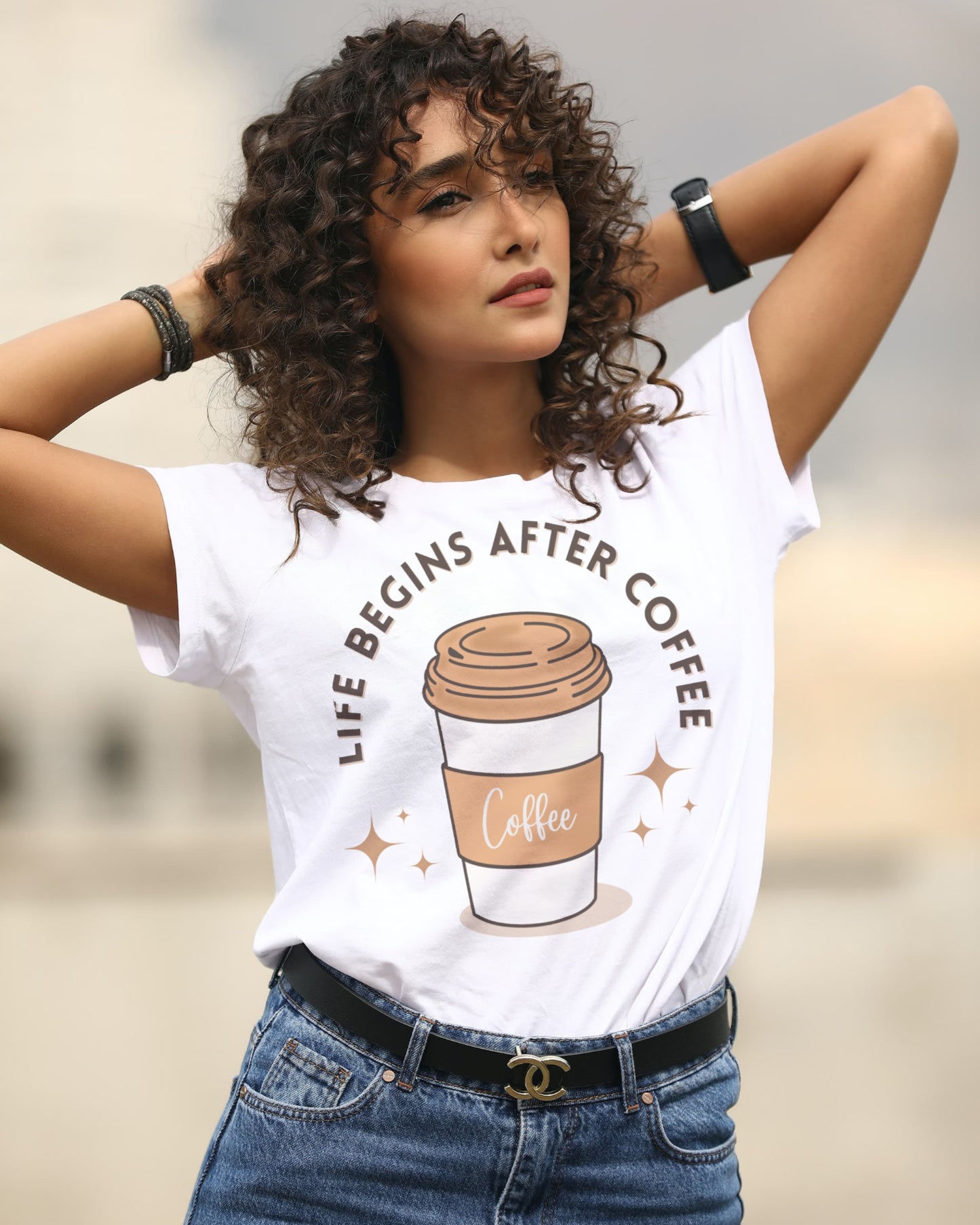 Life Begins After Coffee Oversize Tee