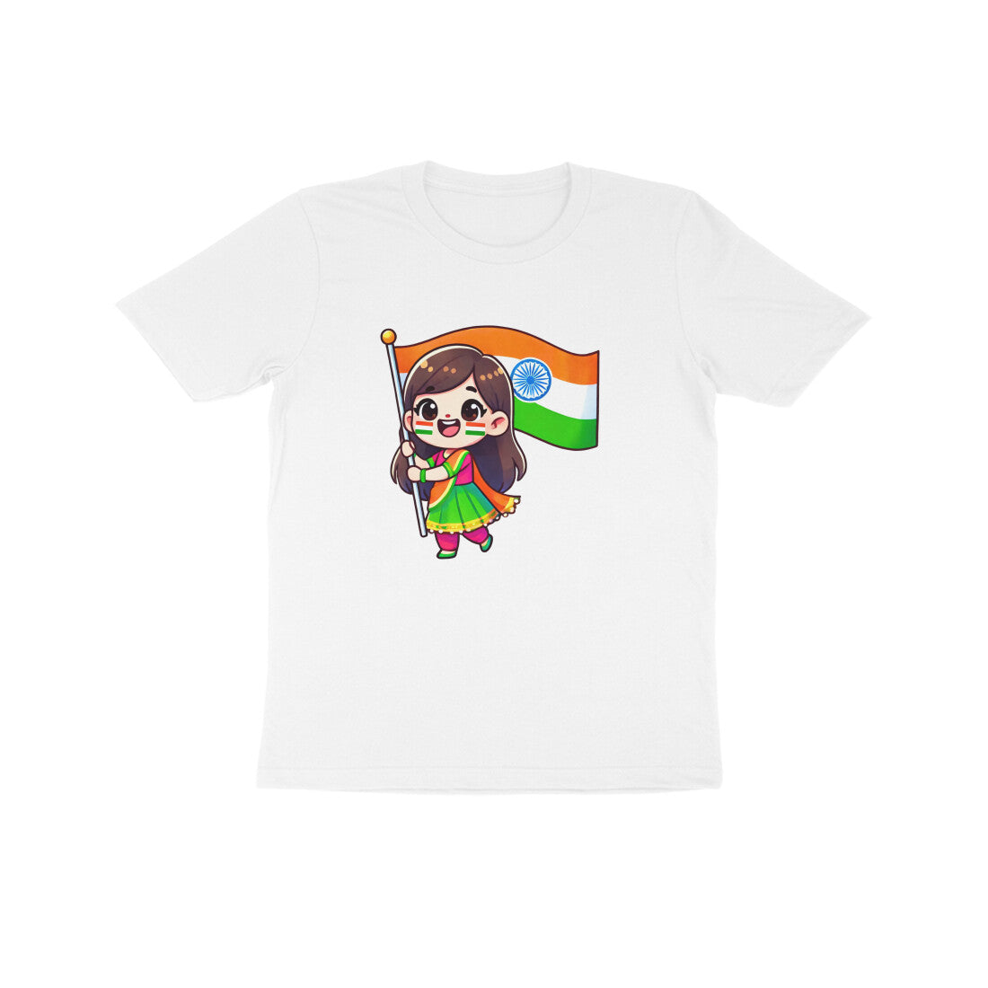 Girl with Indian Flag Kids Tee