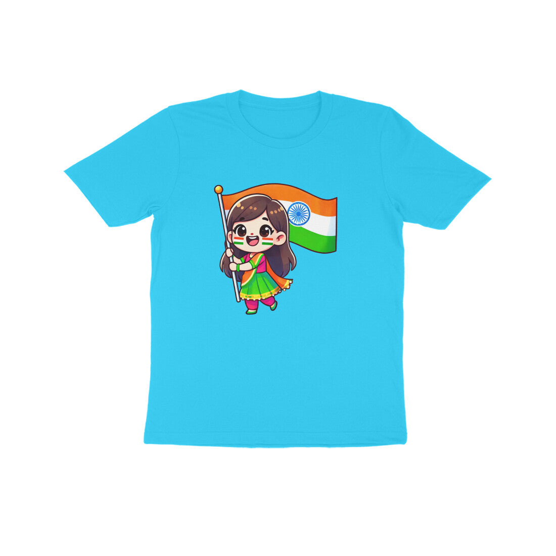 Girl with Indian Flag Kids Tee