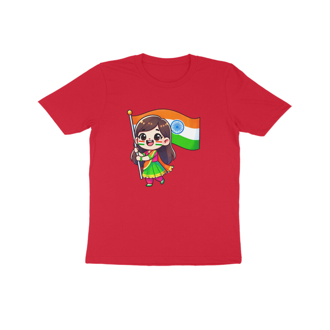 Girl with Indian Flag Kids Tee