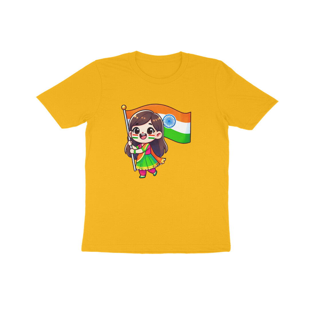 Girl with Indian Flag Kids Tee