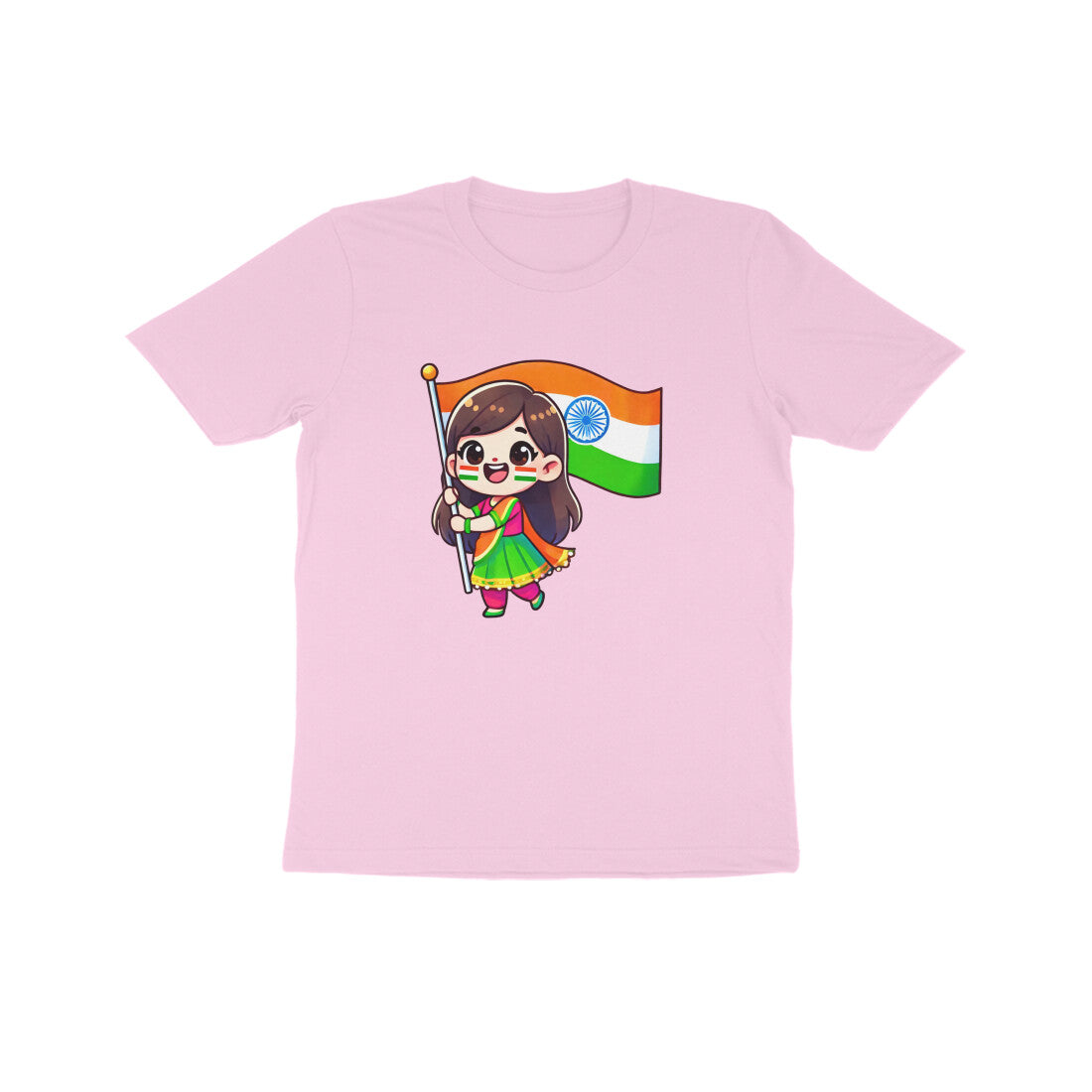 Girl with Indian Flag Kids Tee