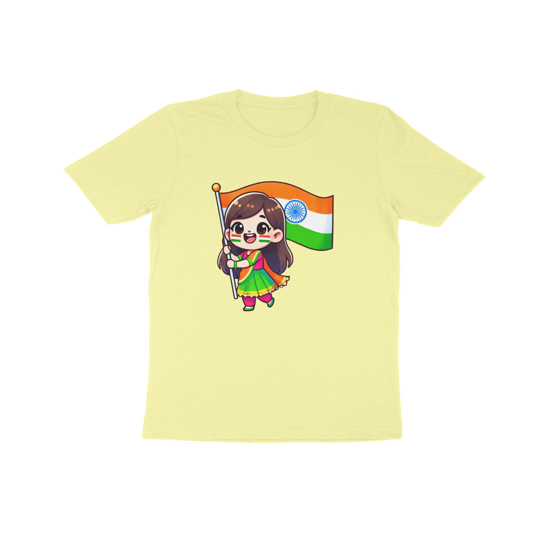 Girl with Indian Flag Kids Tee