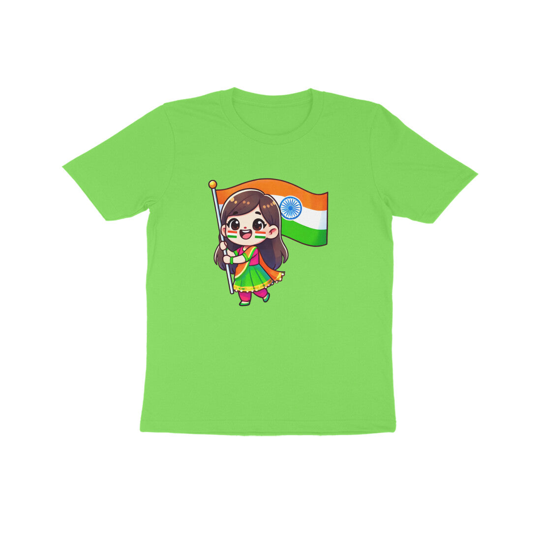 Girl with Indian Flag Kids Tee