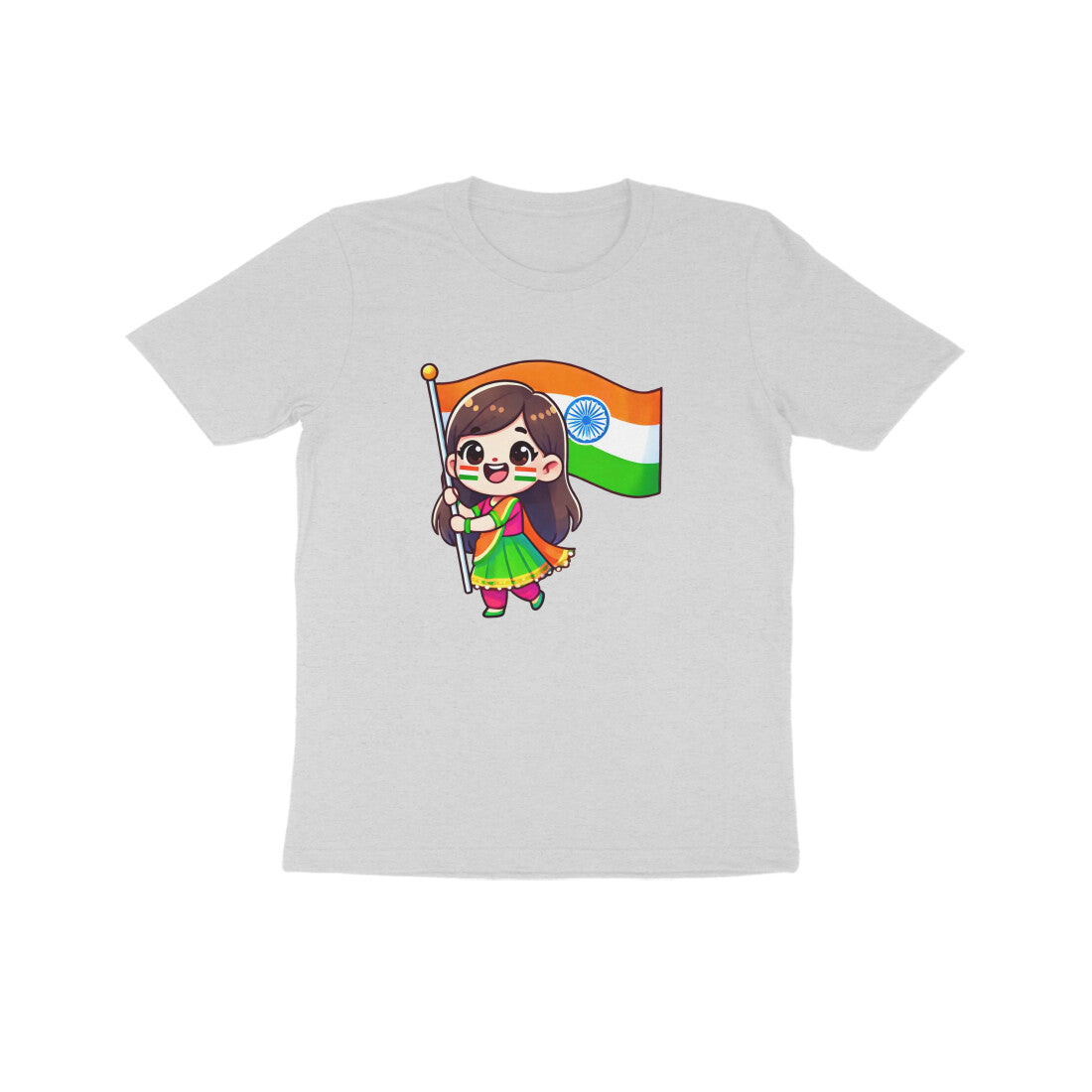 Girl with Indian Flag Kids Tee