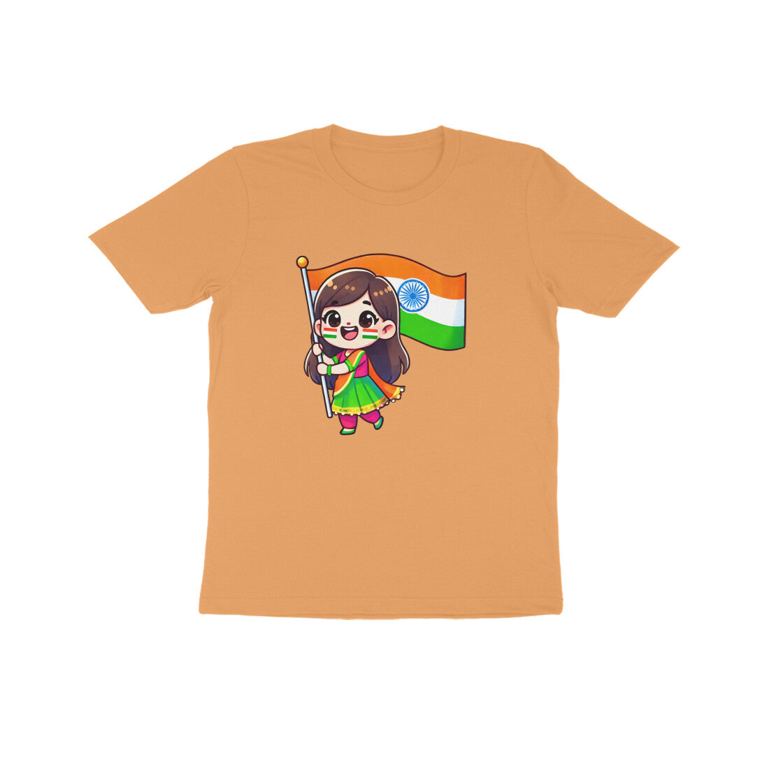 Girl with Indian Flag Kids Tee
