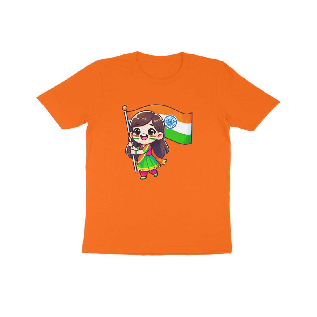 Girl with Indian Flag Kids Tee